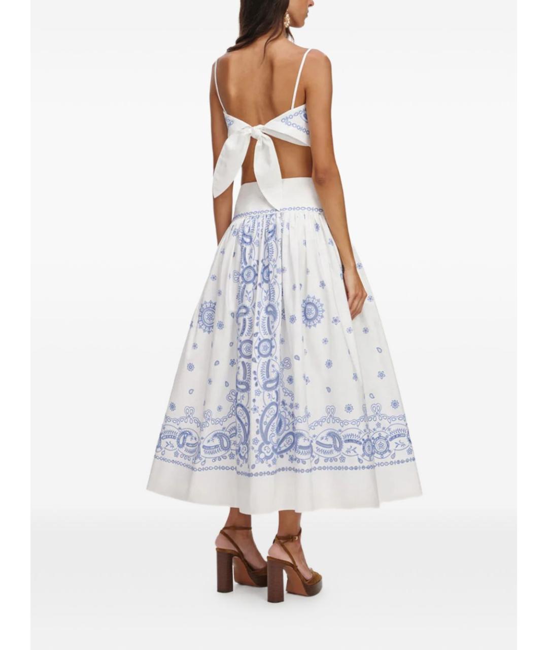 SELF-PORTRAIT Белая хлопковая юбка миди, фото 4