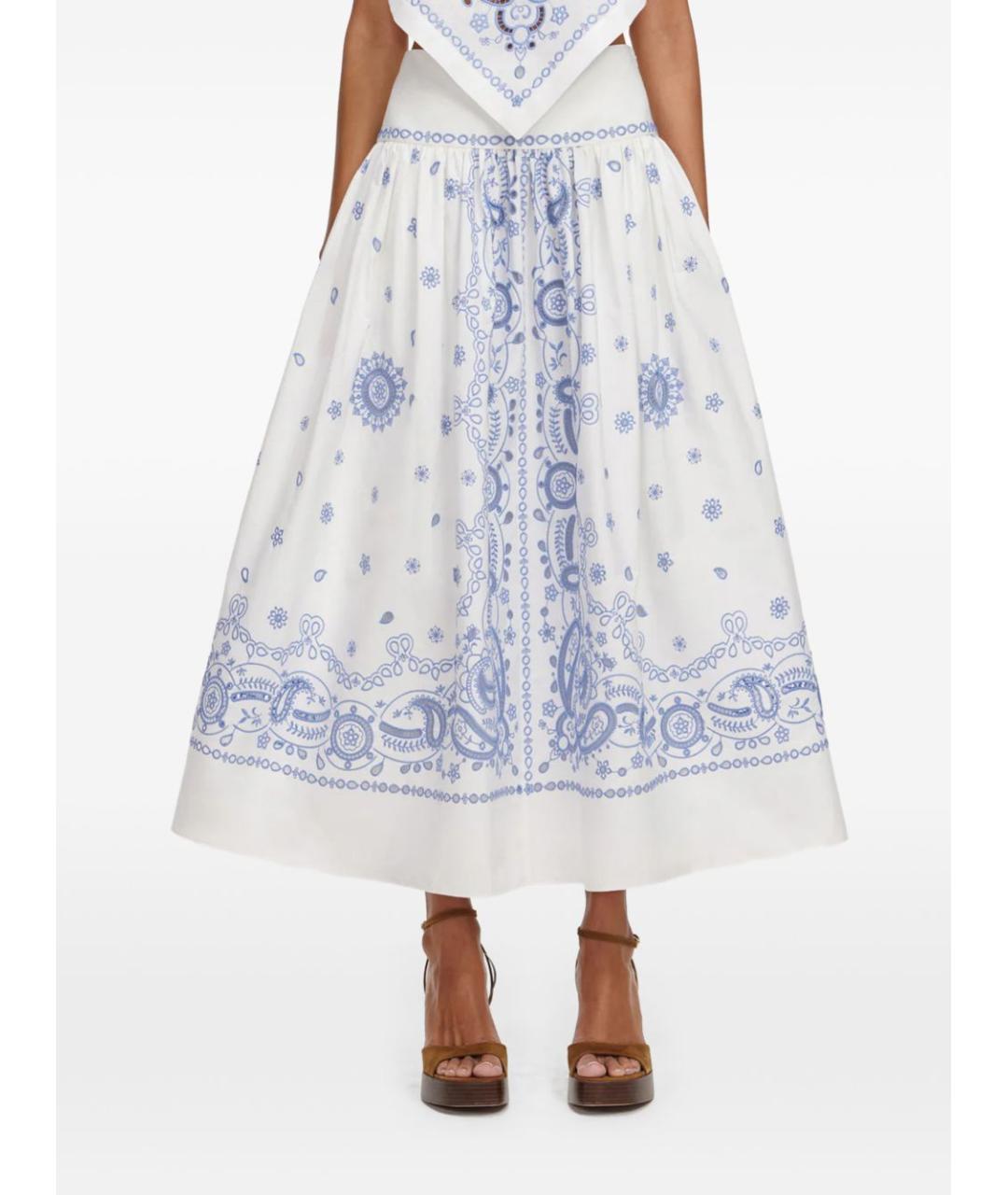 SELF-PORTRAIT Белая хлопковая юбка миди, фото 5