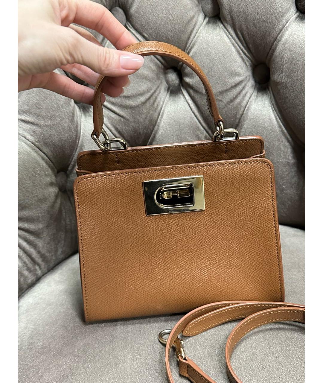 FURLA Коричневая кожаная сумка тоут, фото 2