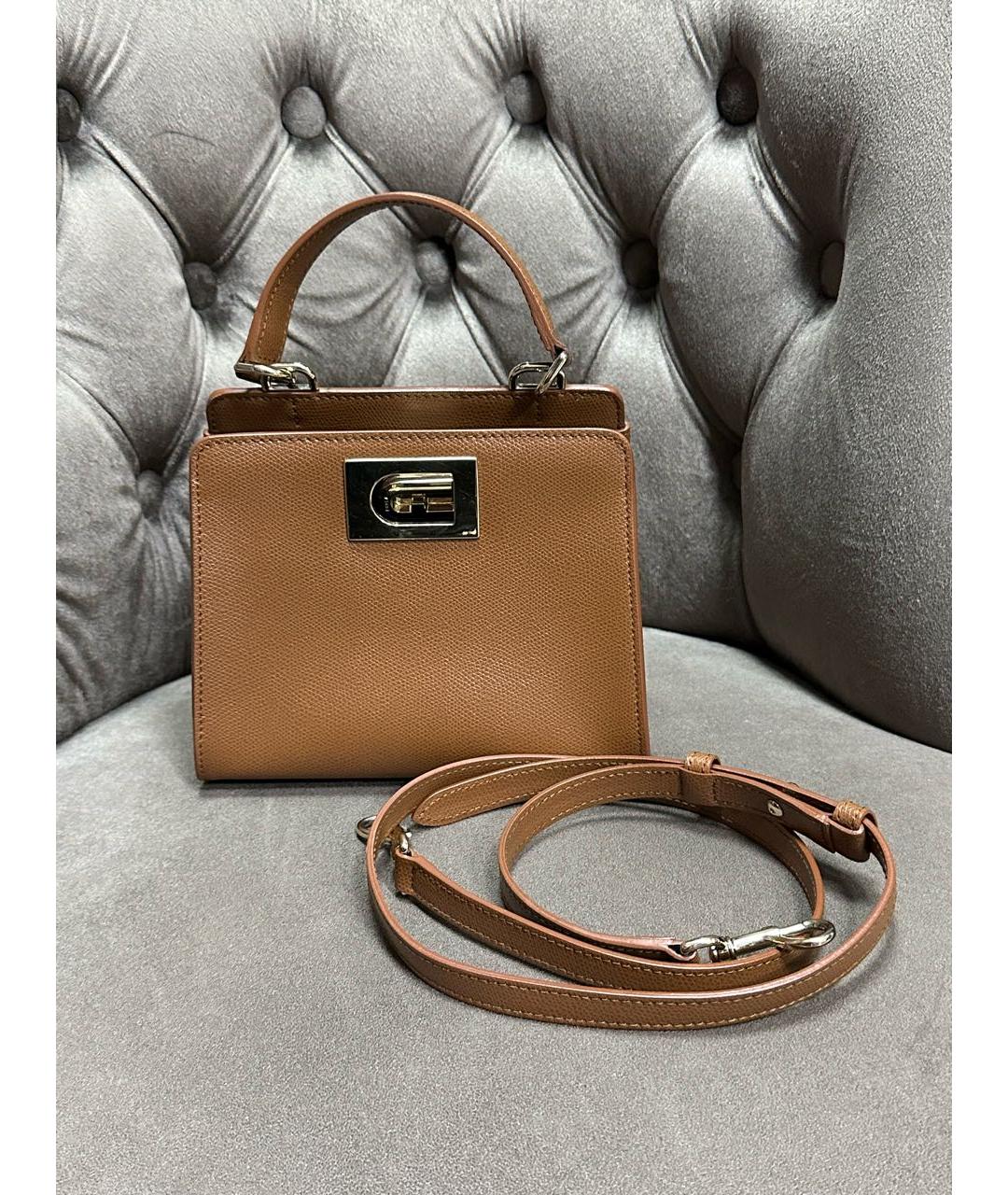 FURLA Коричневая кожаная сумка тоут, фото 7