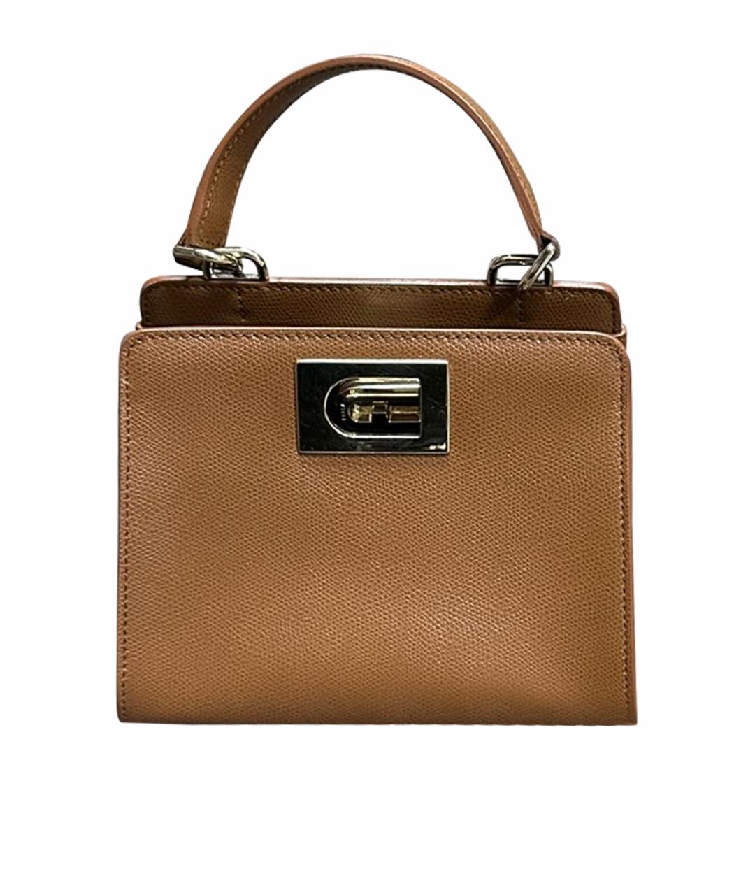 FURLA Коричневая кожаная сумка тоут, фото 1