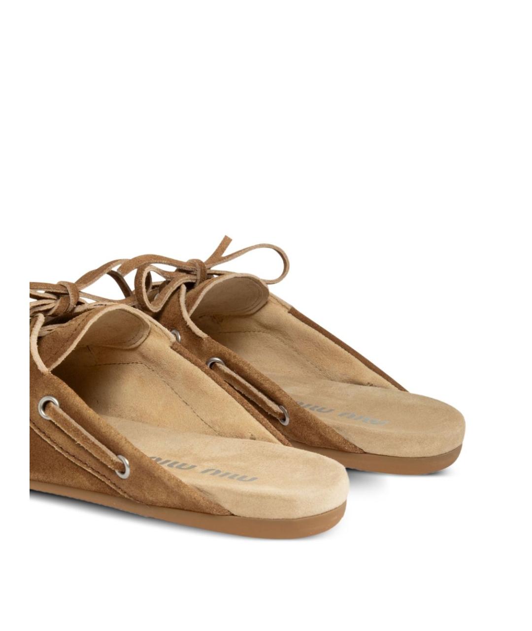 MIU MIU Коричневые замшевые сабо, фото 2