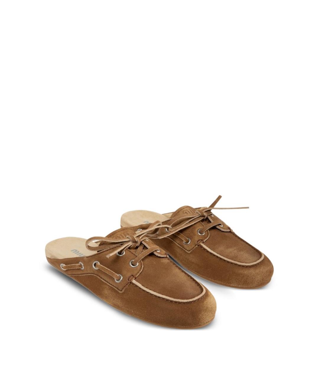 MIU MIU Коричневые замшевые сабо, фото 3