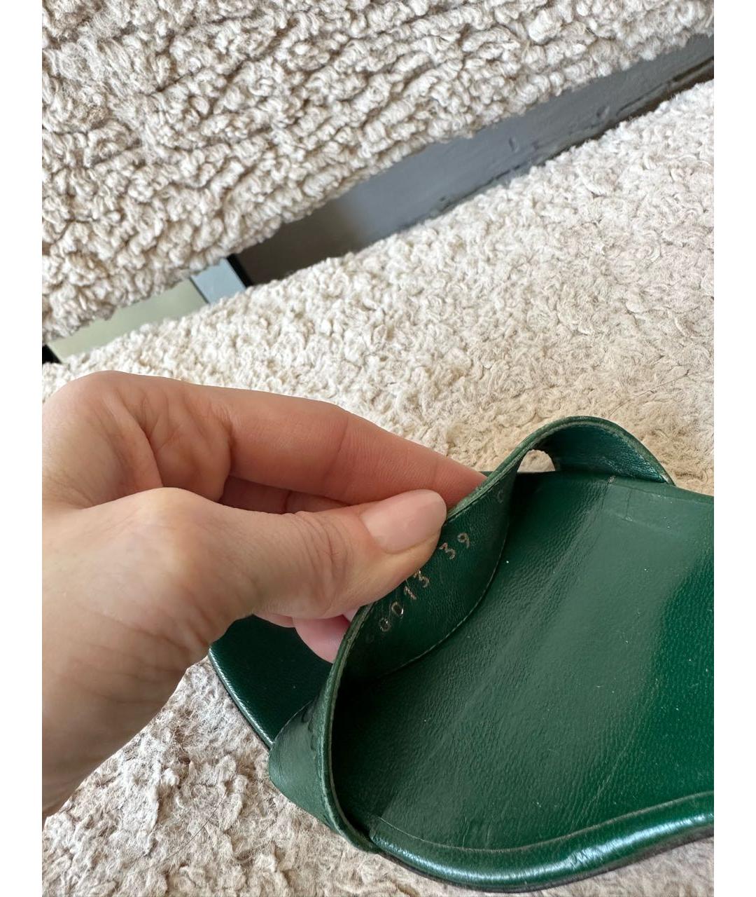 GUCCI Зеленые кожаные босоножки, фото 6