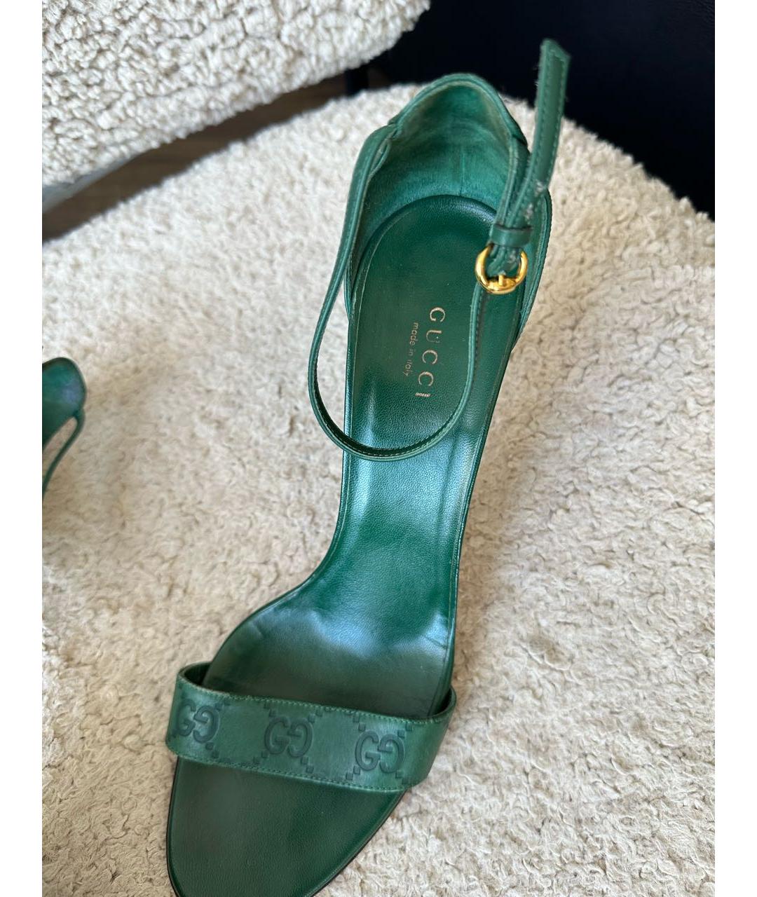 GUCCI Зеленые кожаные босоножки, фото 2