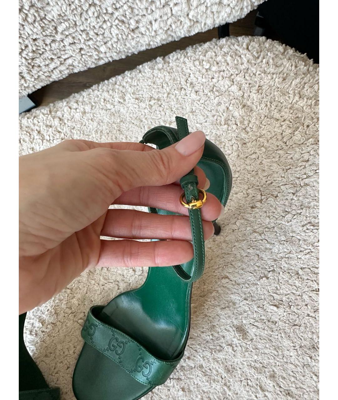 GUCCI Зеленые кожаные босоножки, фото 3