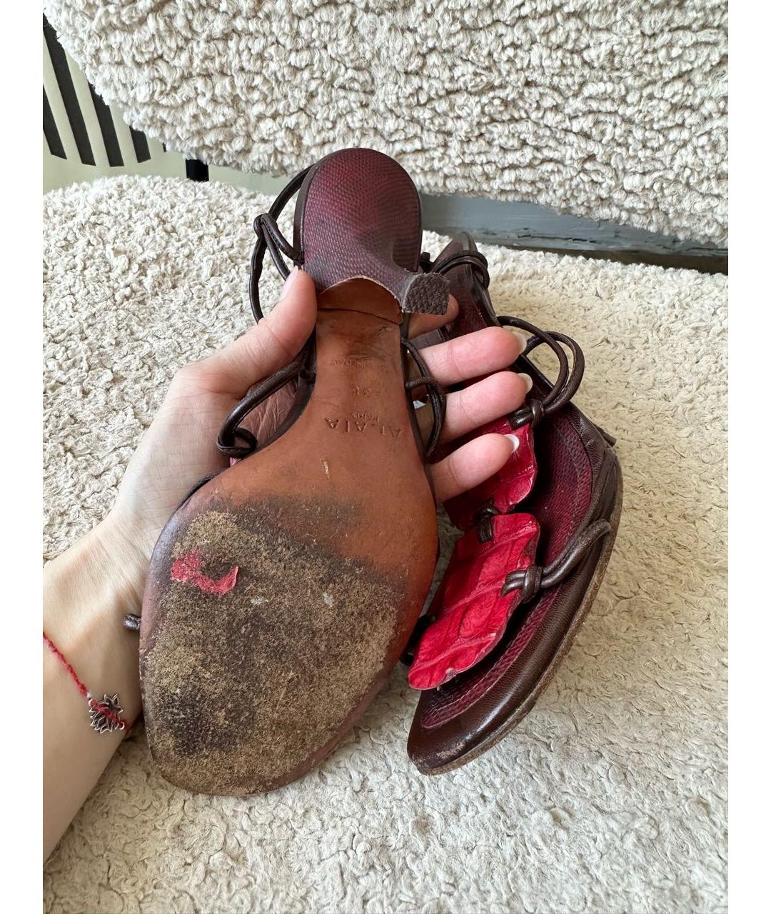 ALAIA Мульти кожаные босоножки, фото 5