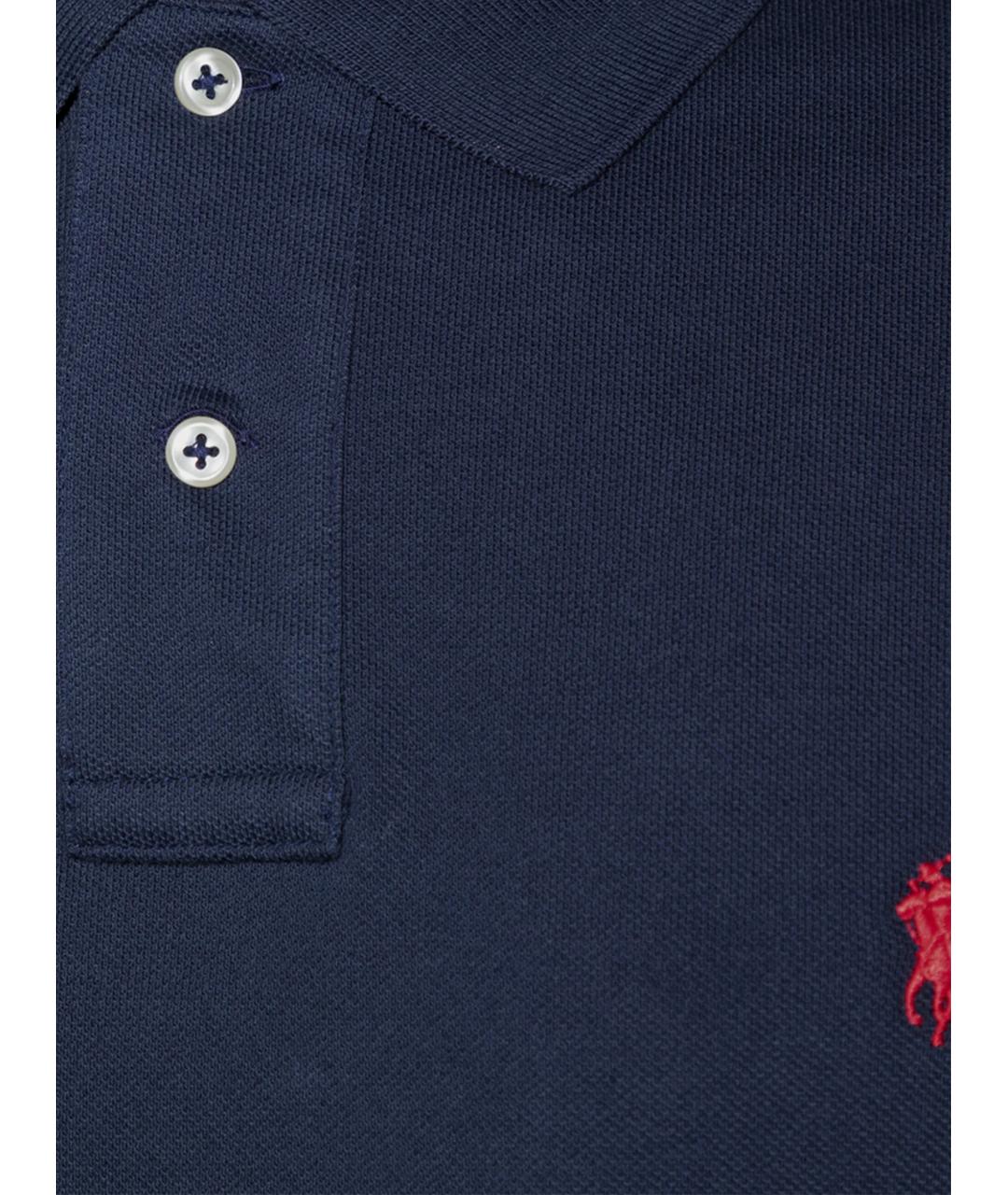 POLO RALPH LAUREN Синее хлопковое поло с коротким рукавом, фото 2