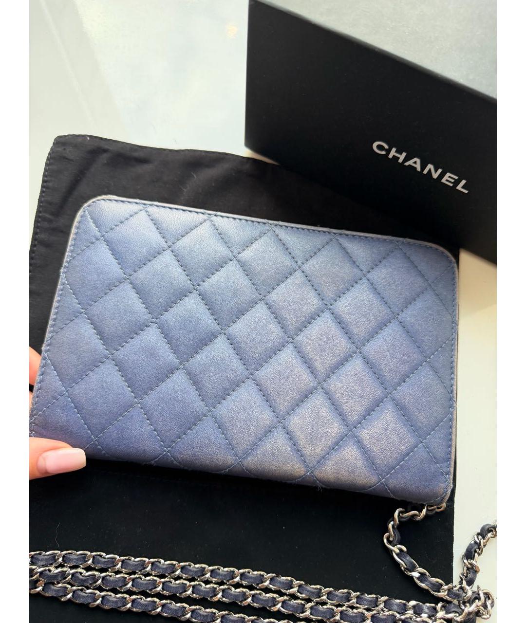 CHANEL Голубая кожаная сумка через плечо, фото 4