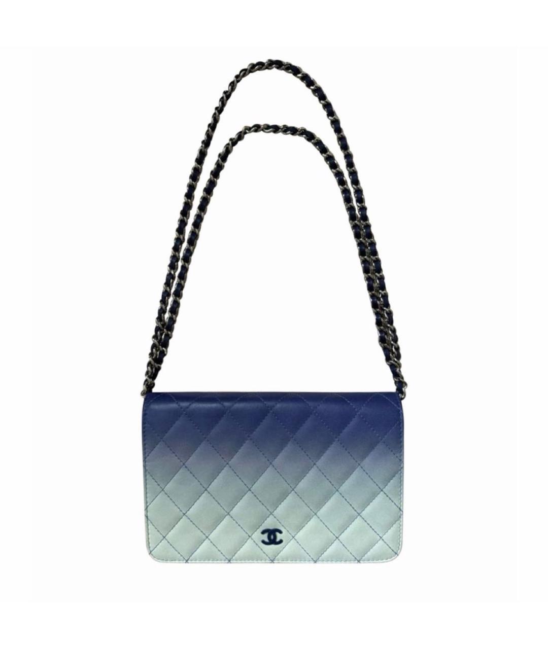 CHANEL Голубая кожаная сумка через плечо, фото 9