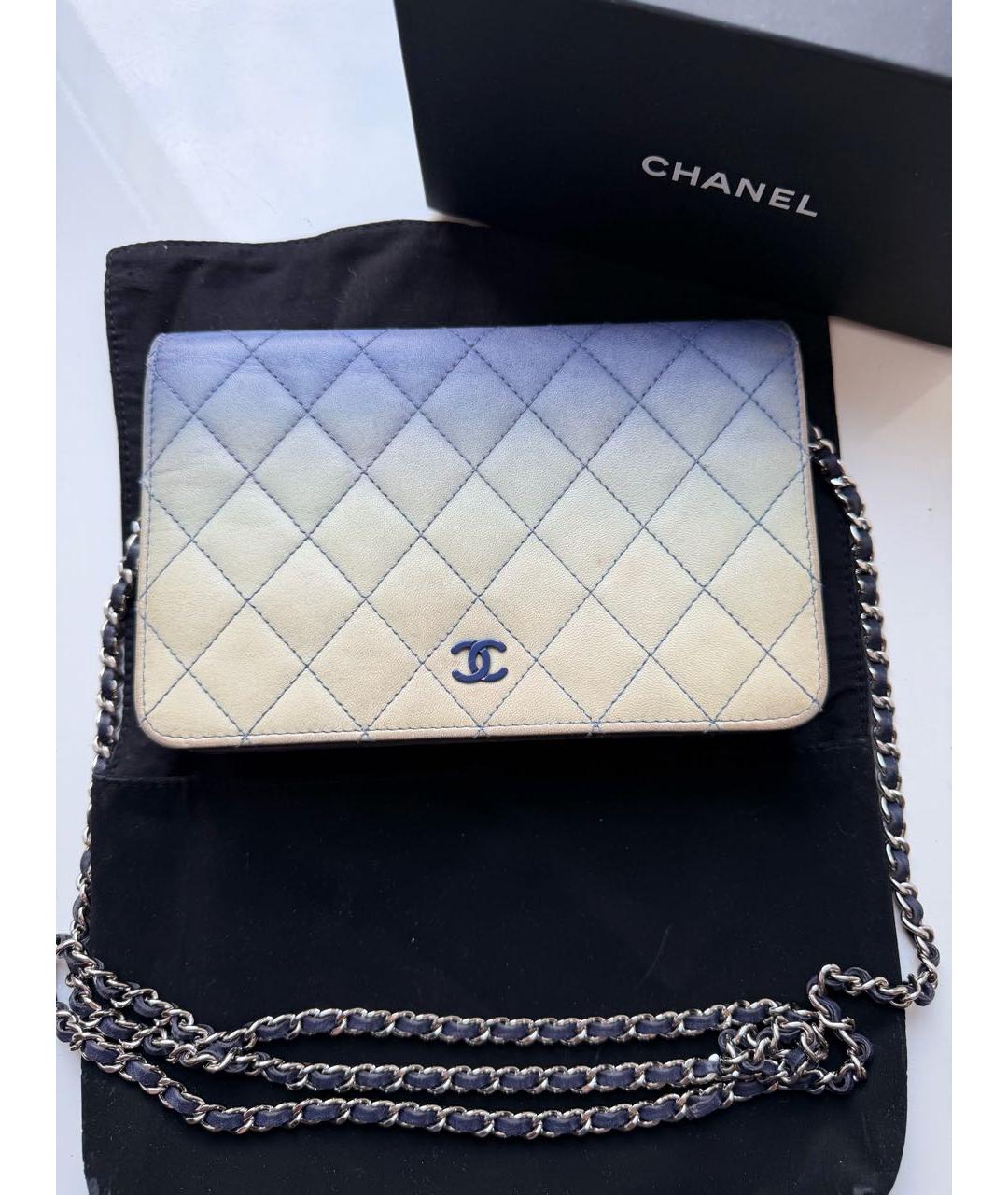 CHANEL Голубая кожаная сумка через плечо, фото 3