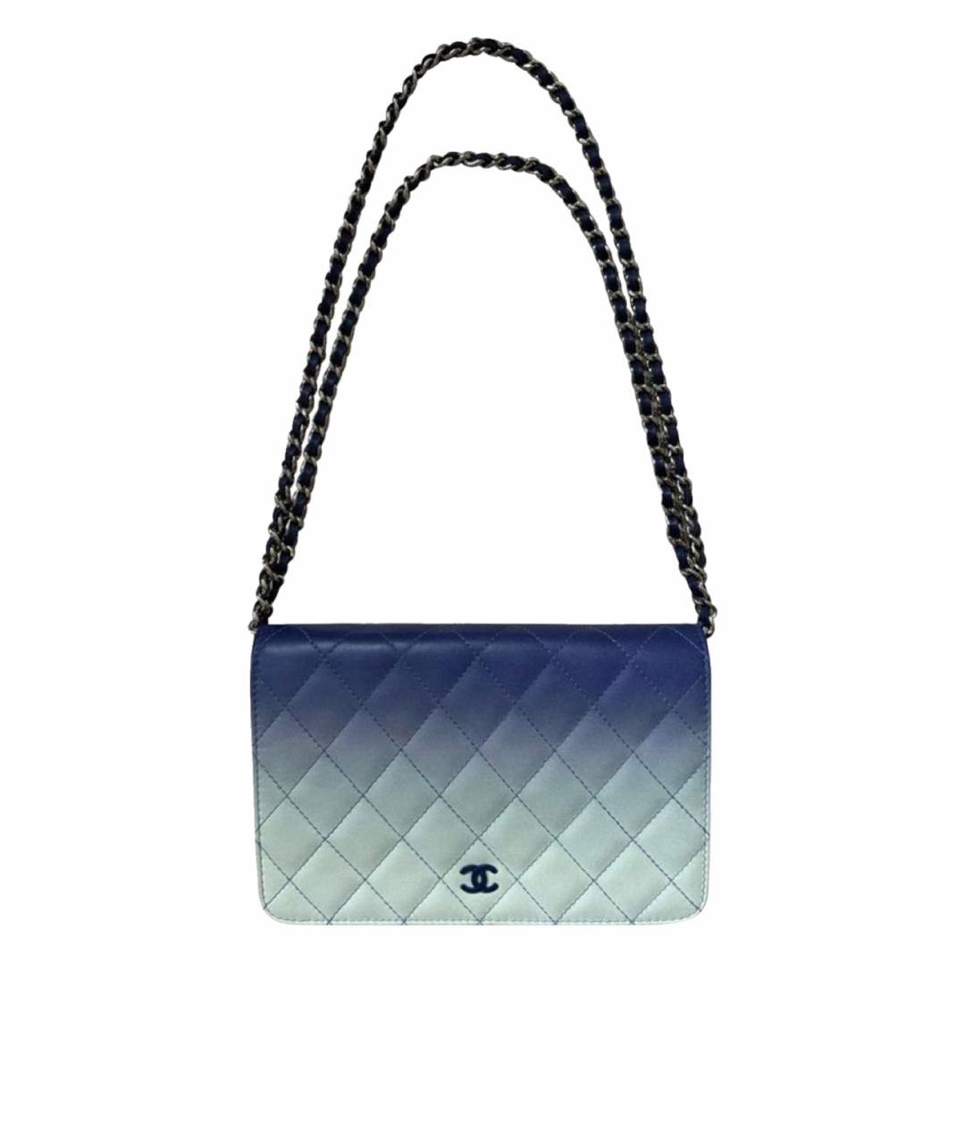 CHANEL Голубая кожаная сумка через плечо, фото 1