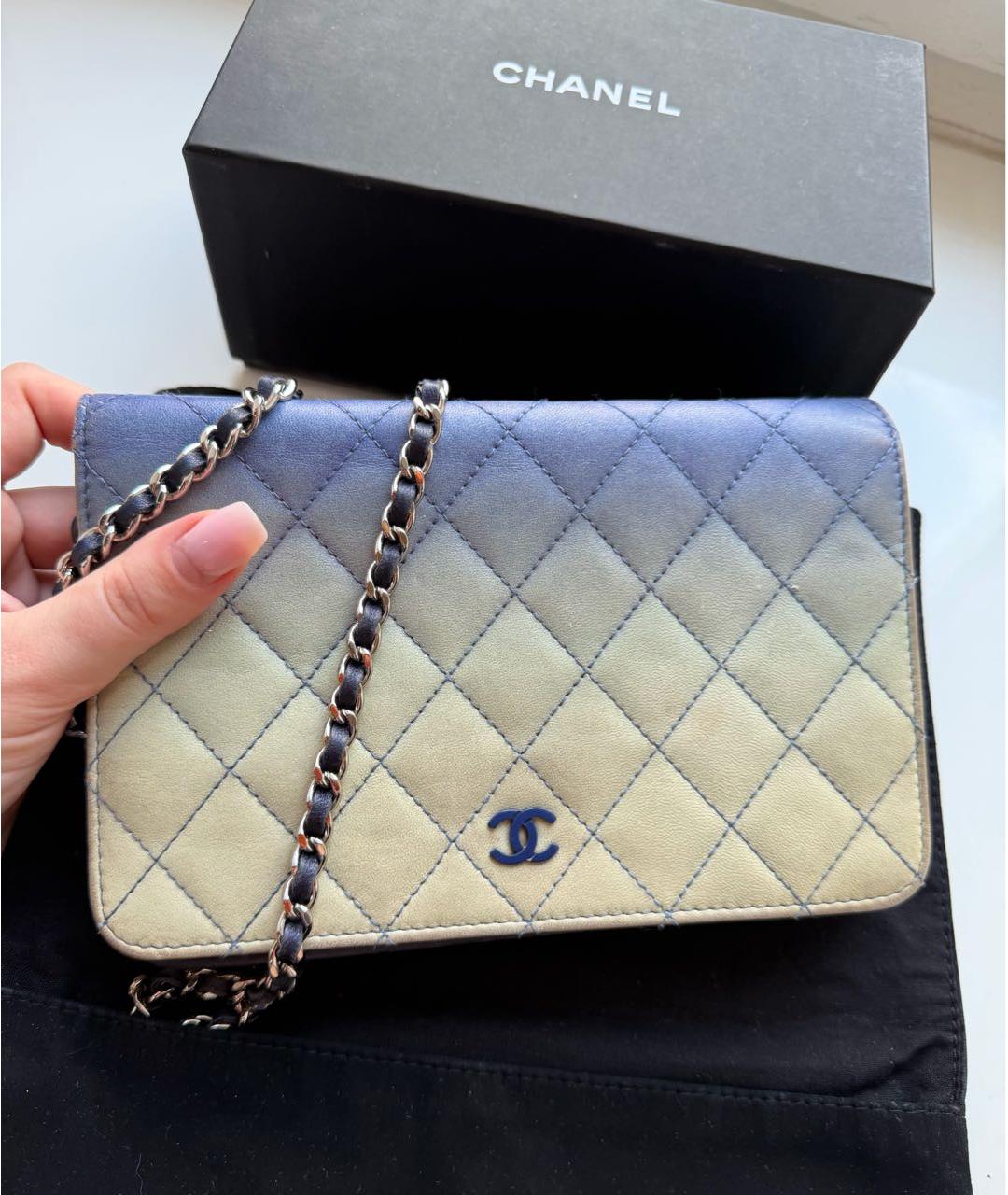 CHANEL Голубая кожаная сумка через плечо, фото 8