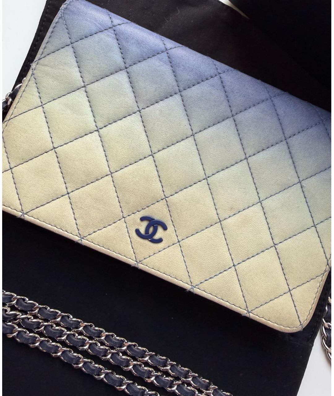 CHANEL Голубая кожаная сумка через плечо, фото 5