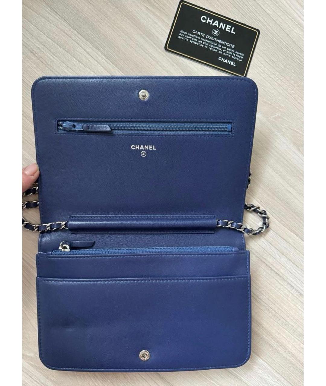 CHANEL Голубая кожаная сумка через плечо, фото 2