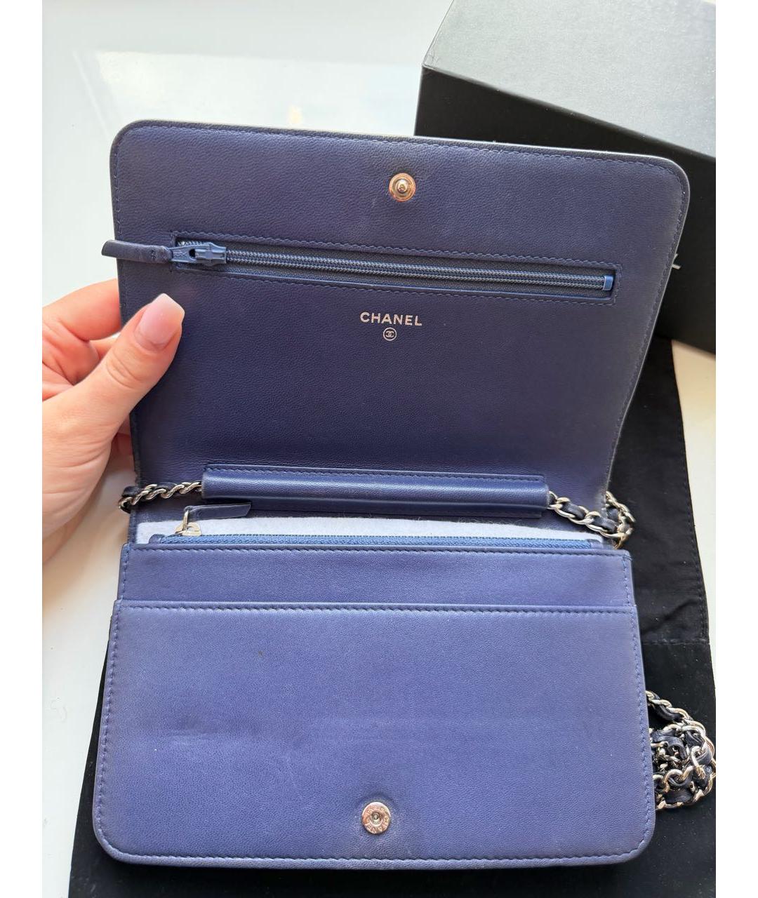 CHANEL Голубая кожаная сумка через плечо, фото 7