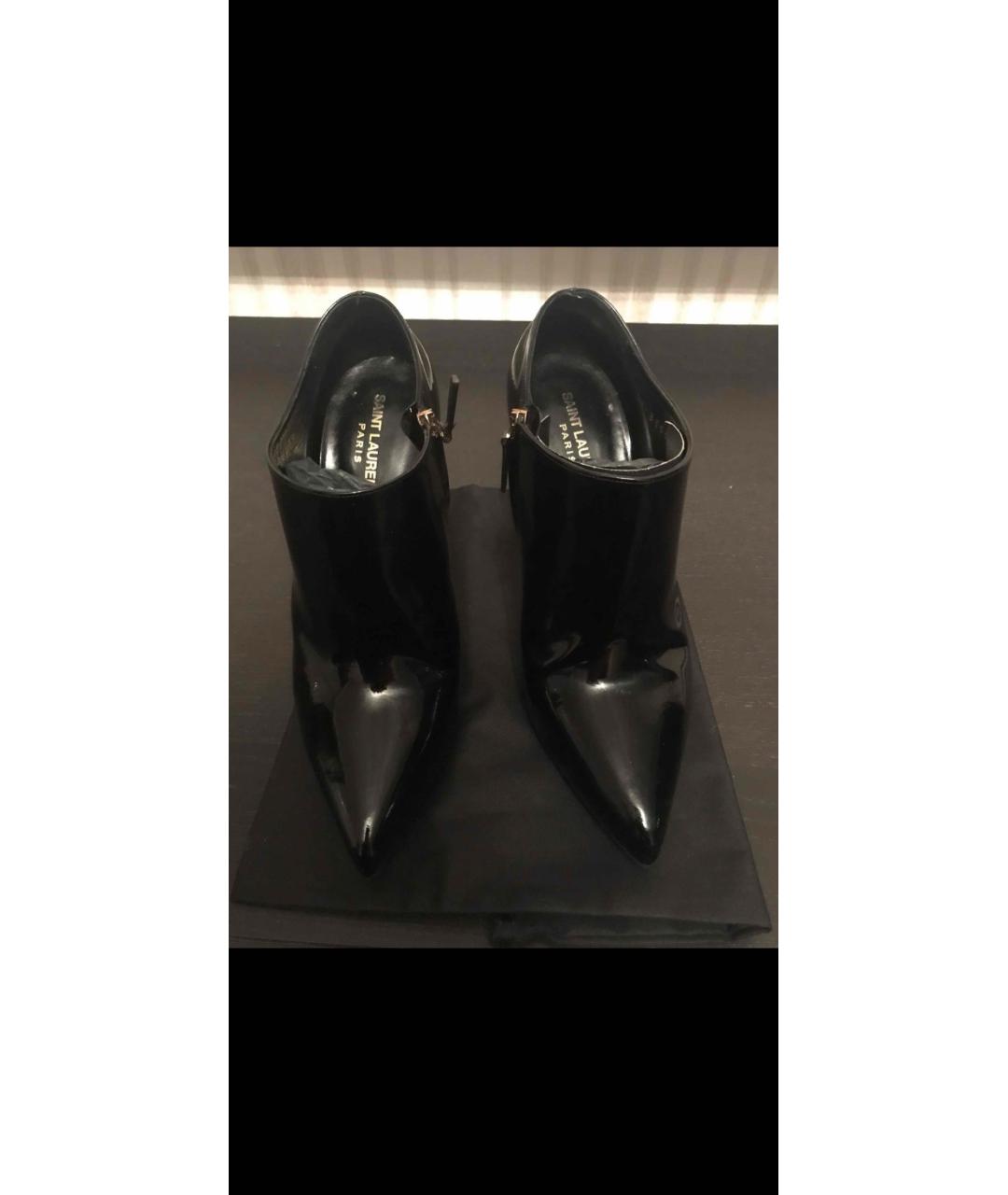 SAINT LAURENT Черные ботинки из лакированной кожи, фото 2