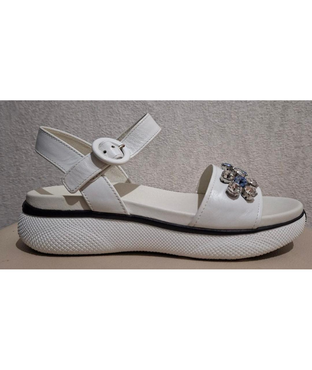 PRADA Белые кожаные босоножки, фото 7