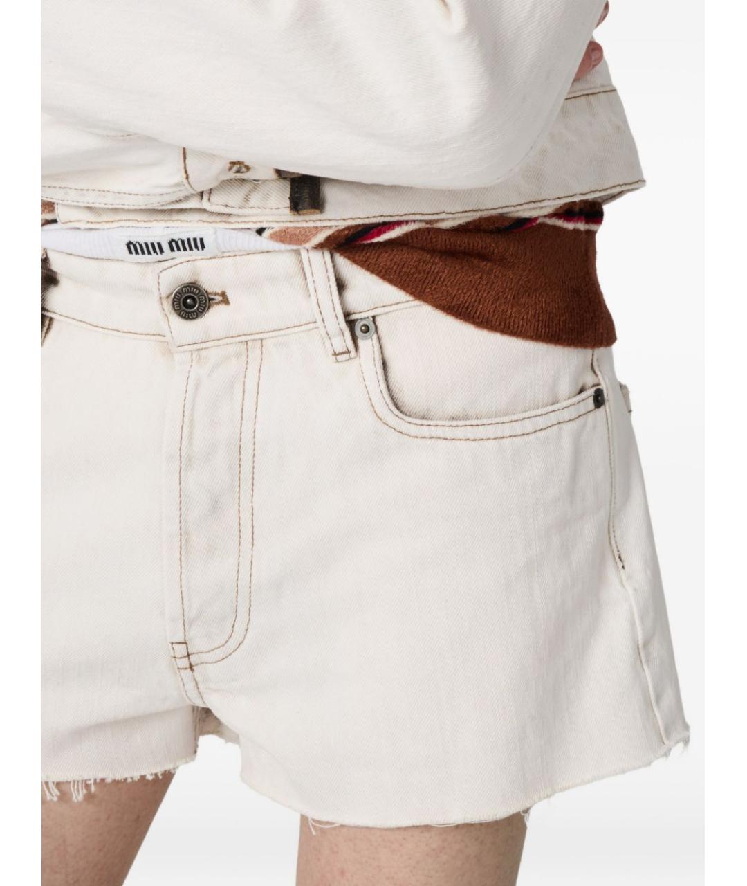 MIU MIU Белые хлопковые шорты, фото 2