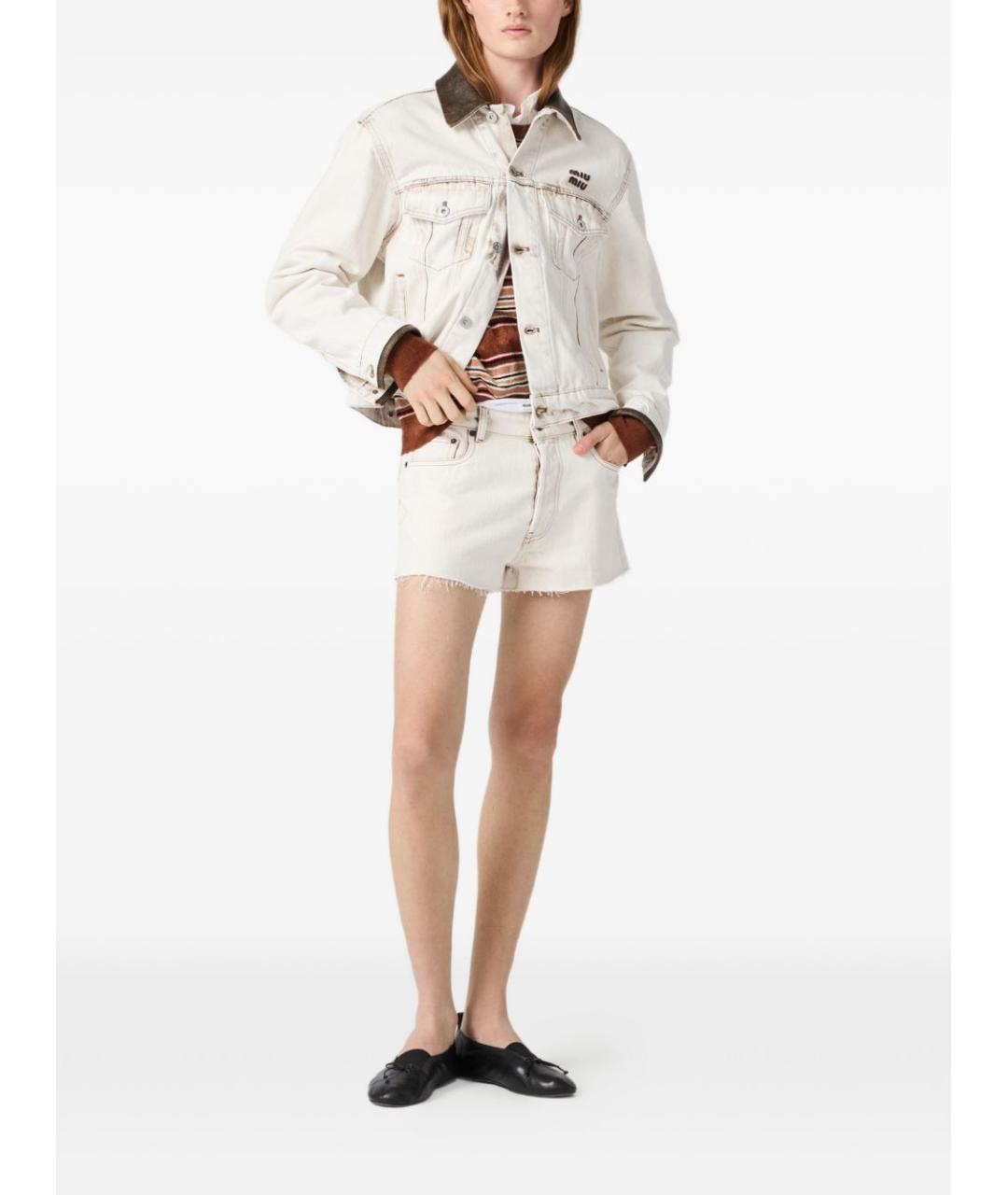 MIU MIU Белые хлопковые шорты, фото 3