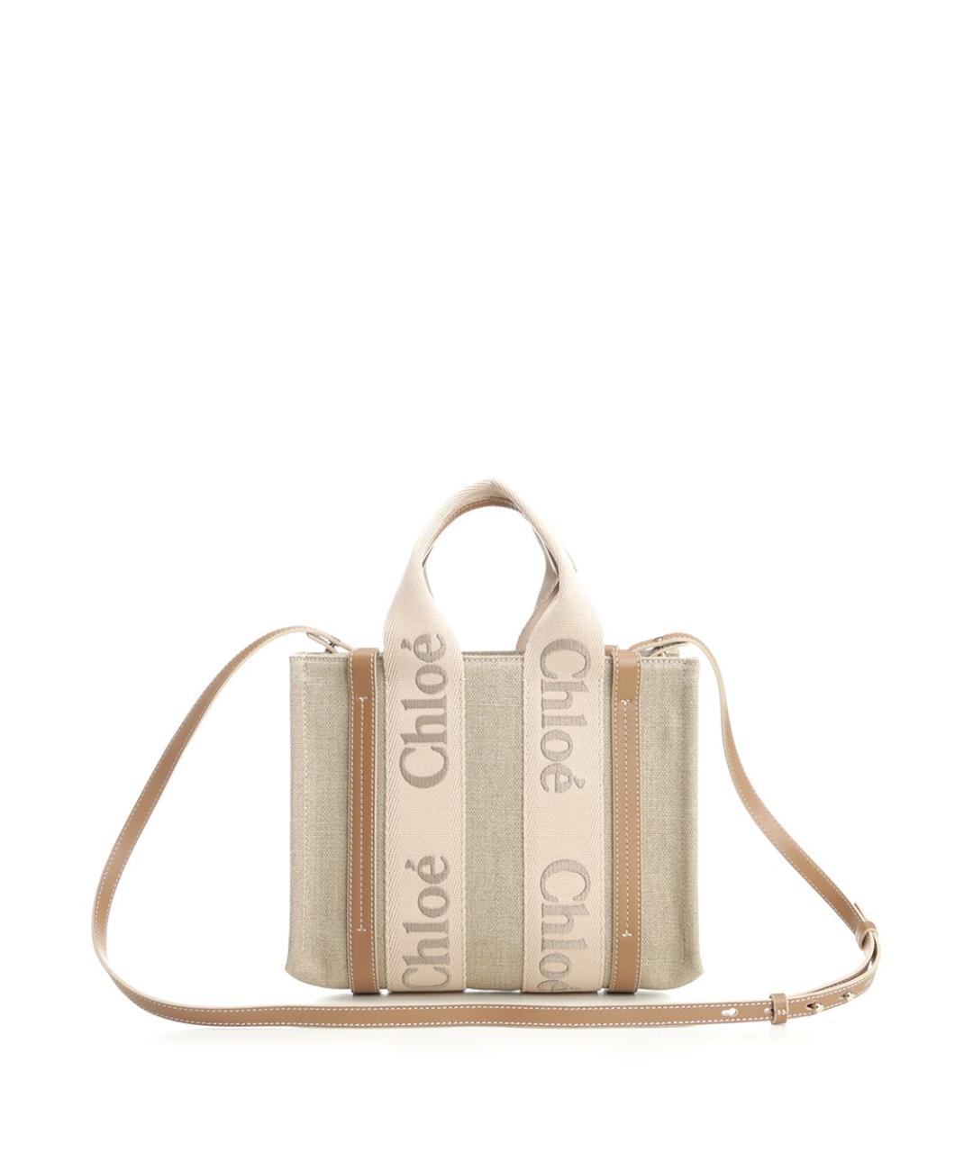 CHLOE Бежевая тканевая сумка тоут, фото 3