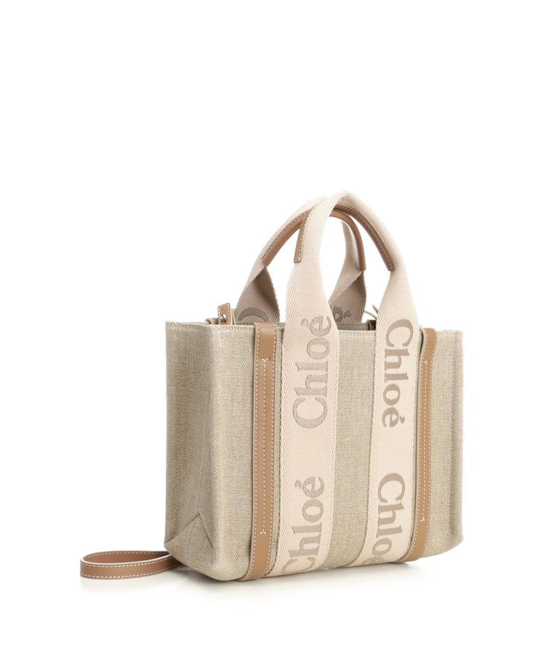 CHLOE Бежевая тканевая сумка тоут, фото 2