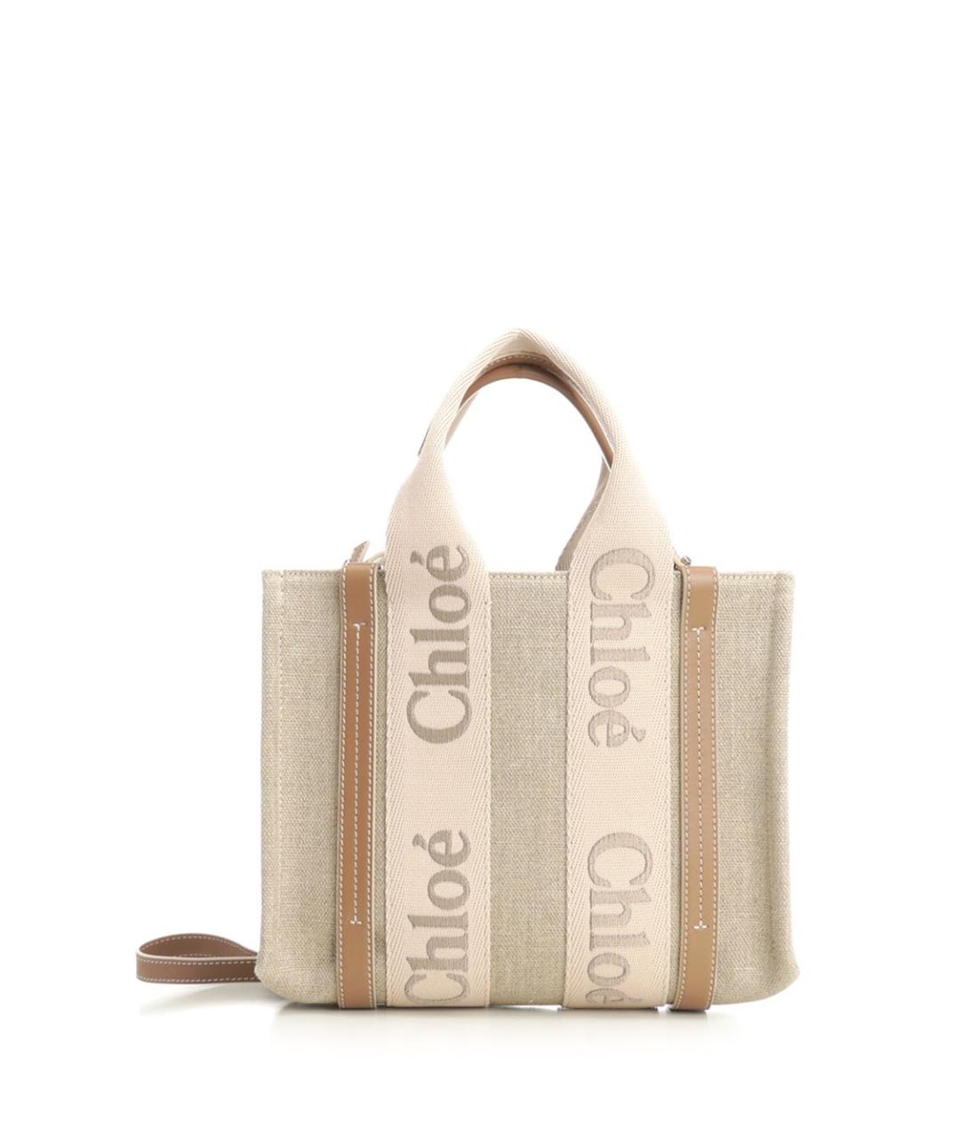 CHLOE Бежевая тканевая сумка тоут, фото 1