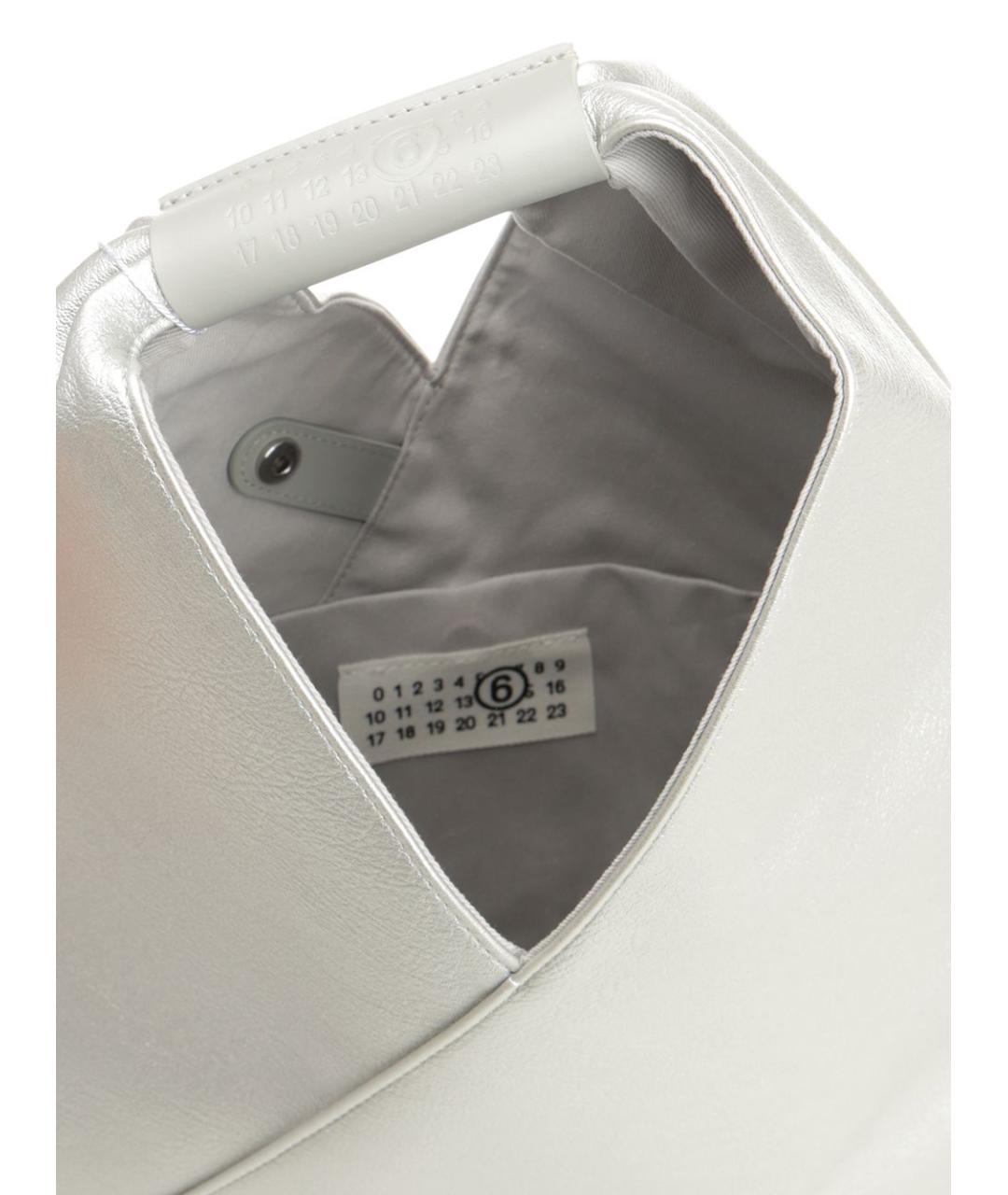 MM6 MAISON MARGIELA Серебряная сумка с короткими ручками из искусственной кожи, фото 4