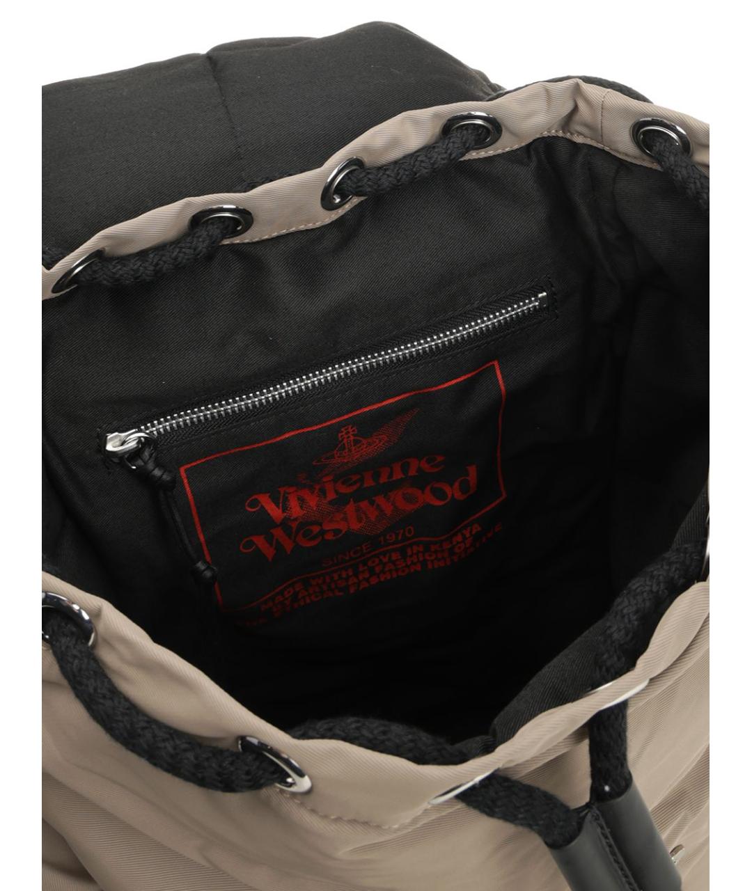 VIVIENNE WESTWOOD Бежевый тканевый рюкзак, фото 4