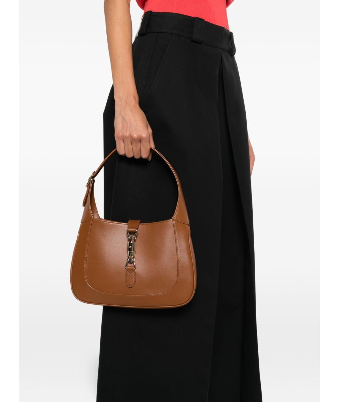 GUCCI Коричневая кожаная сумка с короткими ручками, фото 3