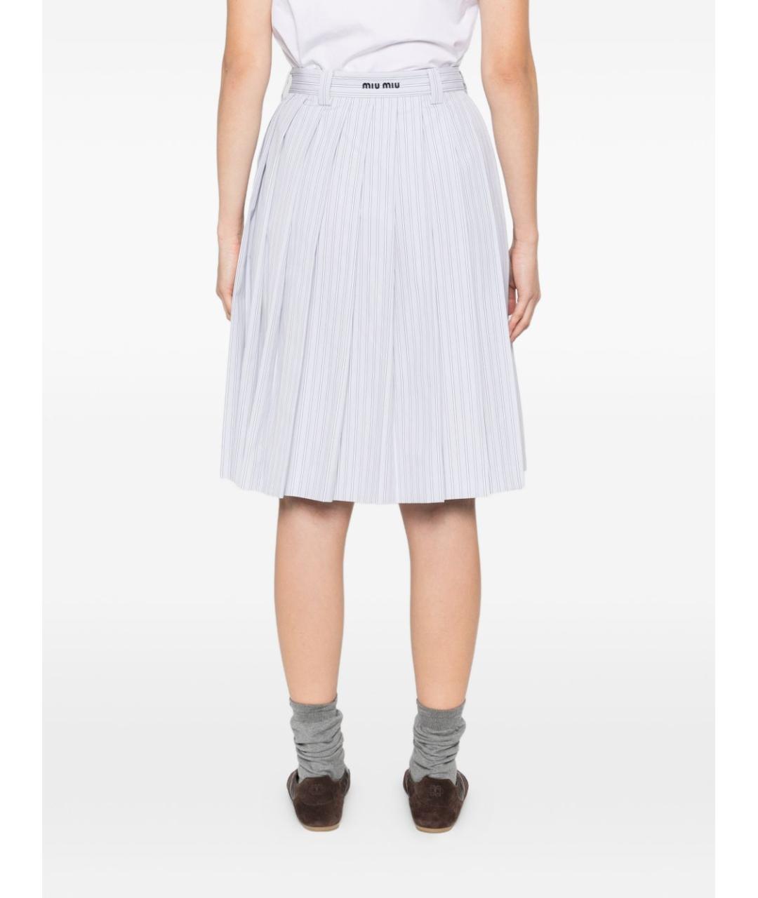 MIU MIU Голубая хлопковая юбка миди, фото 3