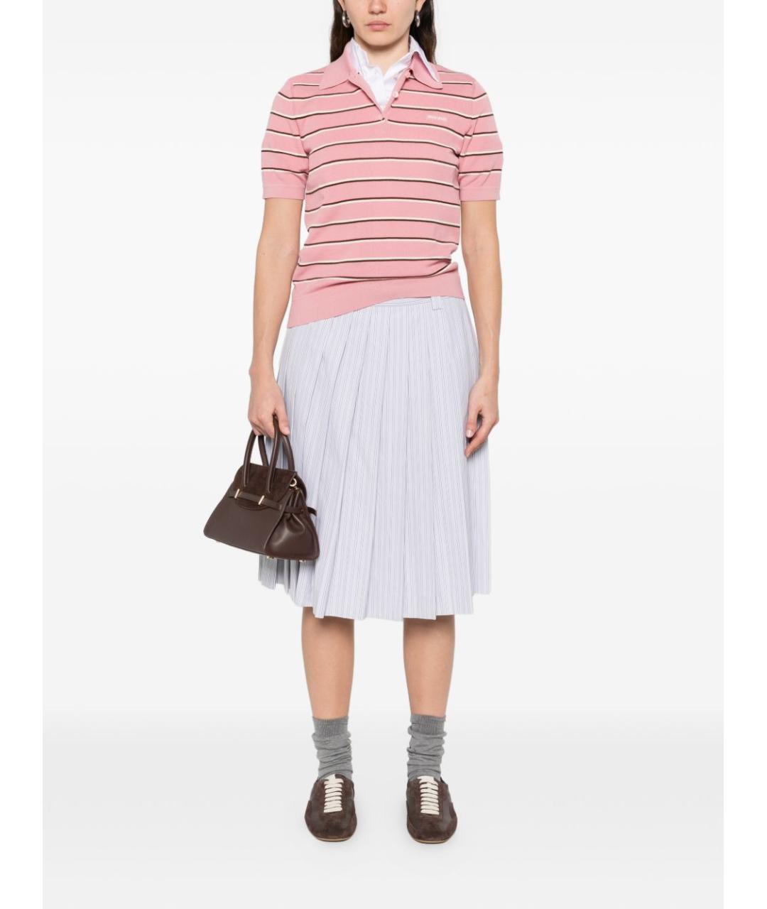 MIU MIU Голубая хлопковая юбка миди, фото 4