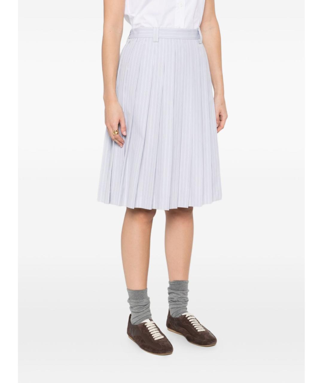 MIU MIU Голубая хлопковая юбка миди, фото 2