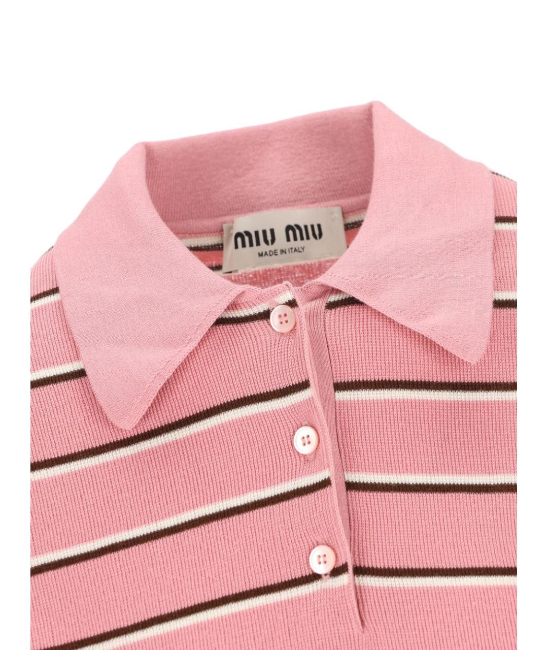 MIU MIU Розовая хлопковая футболка, фото 4