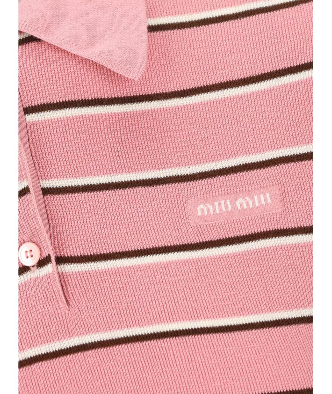 MIU MIU Розовая хлопковая футболка, фото 3