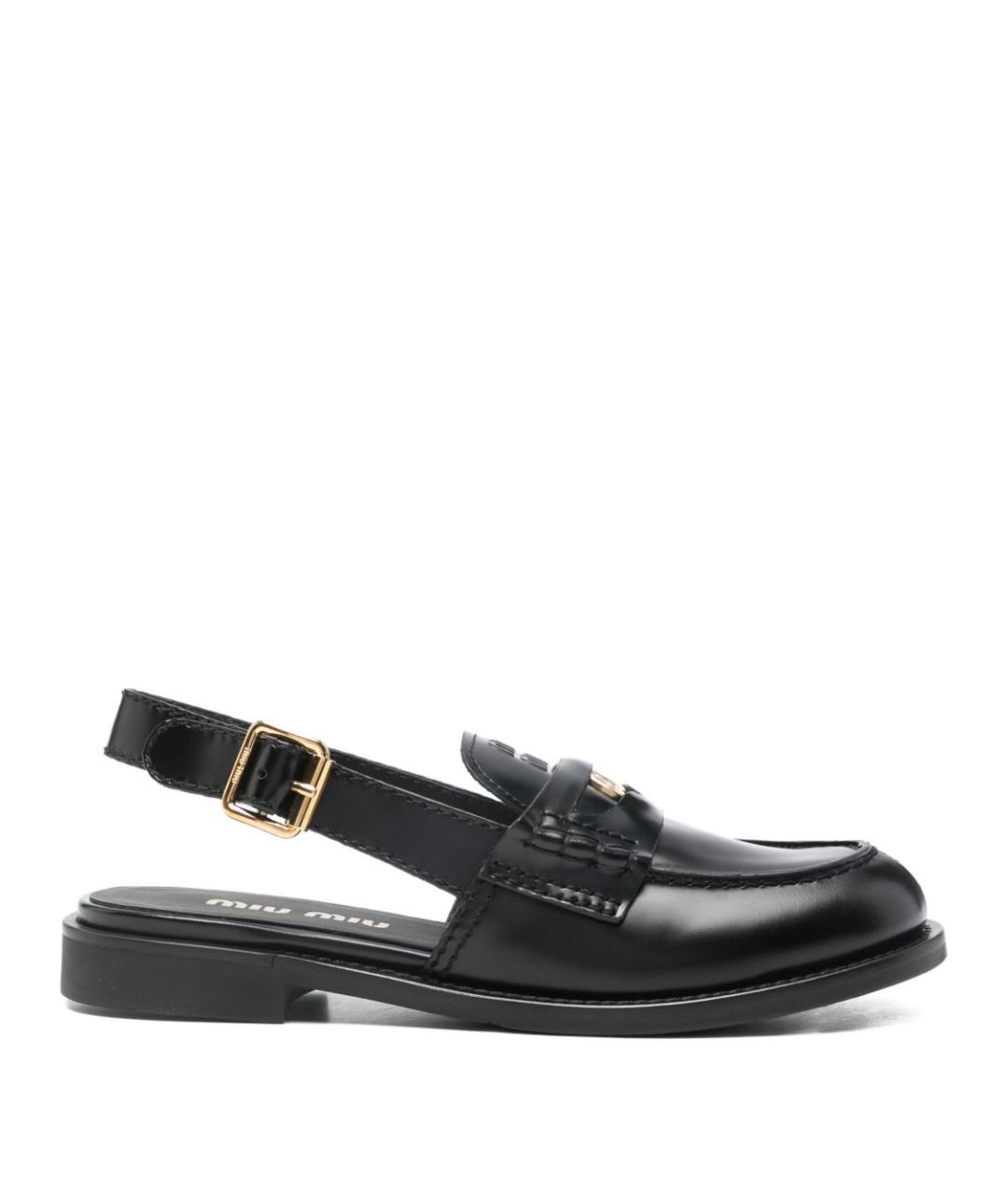 MIU MIU Черные кожаные лоферы, фото 1