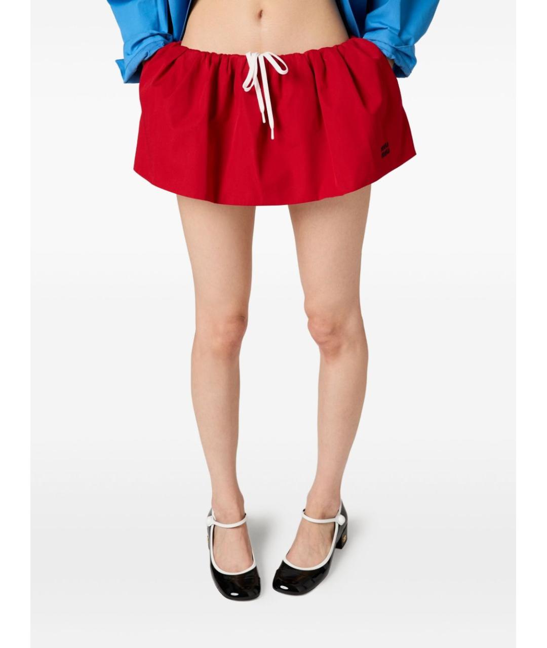 MIU MIU Красная хлопковая юбка мини, фото 5