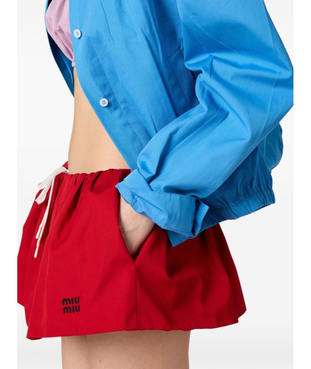 MIU MIU Красная хлопковая юбка мини, фото 4