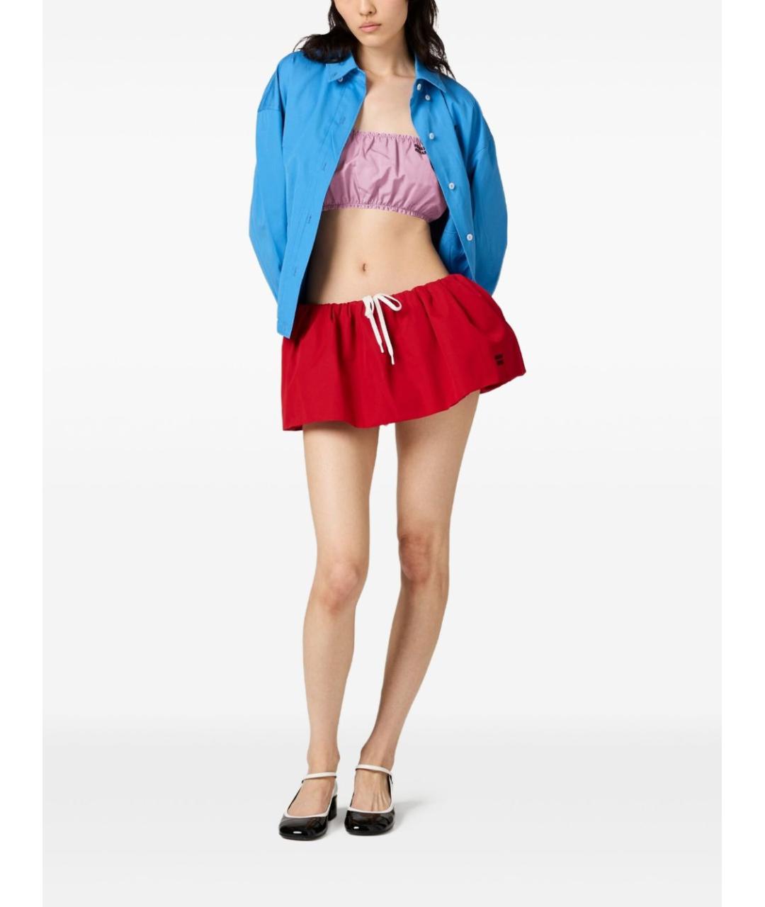 MIU MIU Красная хлопковая юбка мини, фото 2