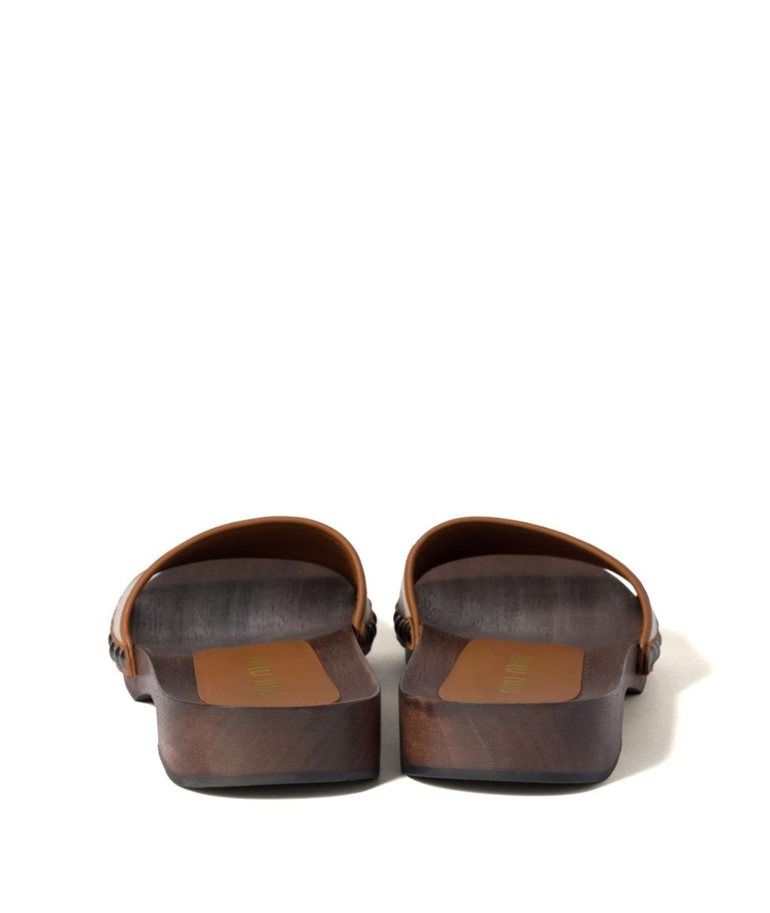 MIU MIU Бежевые кожаные сандалии, фото 2