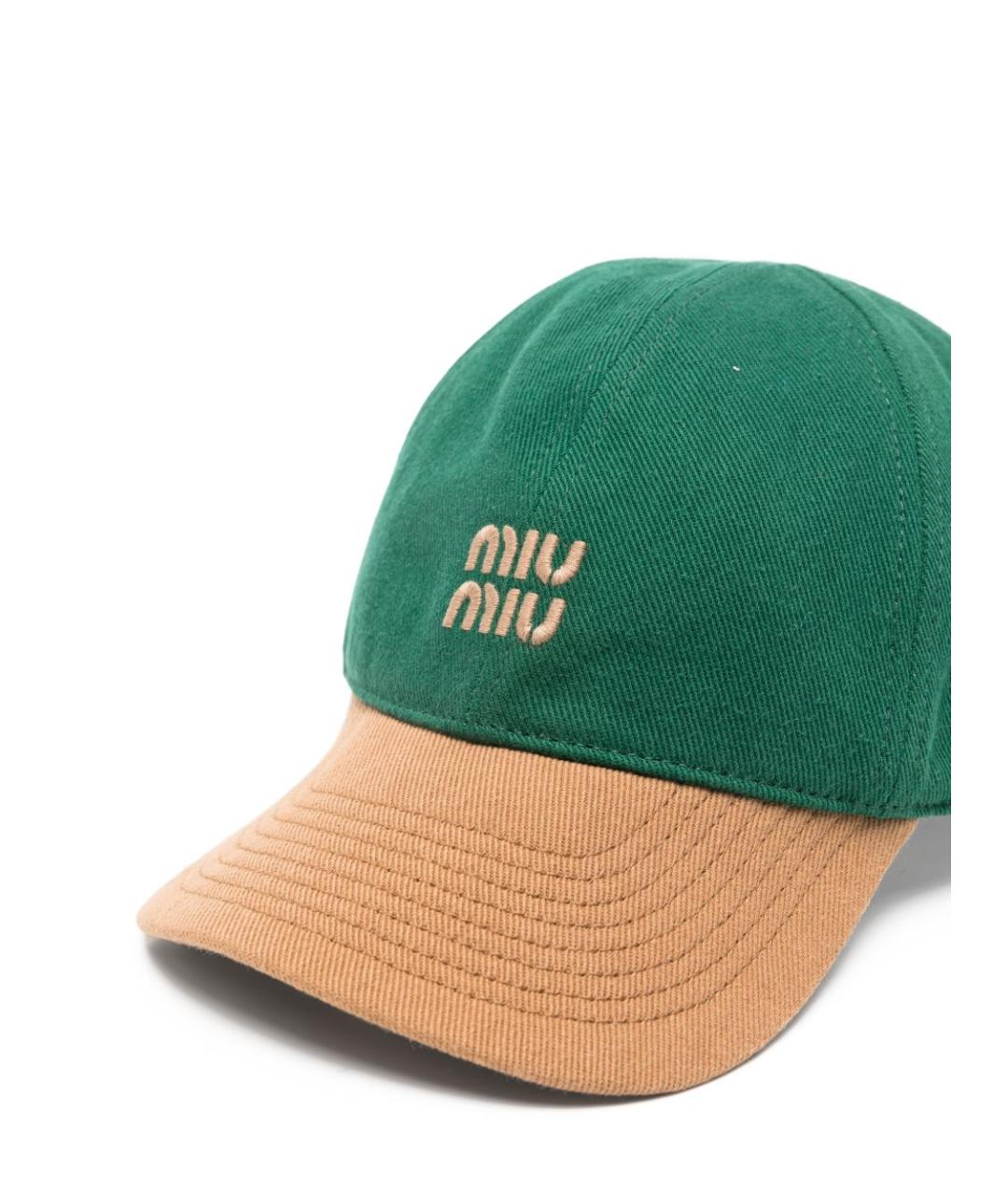 MIU MIU Зеленая хлопковая кепка, фото 3