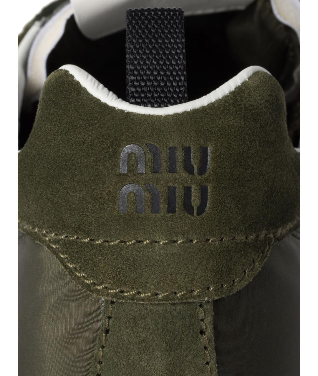 MIU MIU Зеленые синтетические кроссовки, фото 3