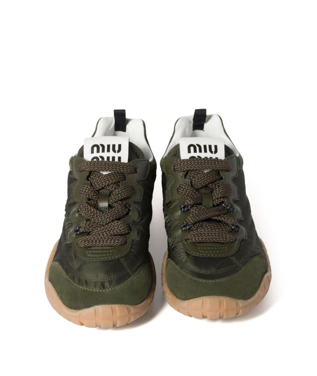 MIU MIU Зеленые синтетические кроссовки, фото 2