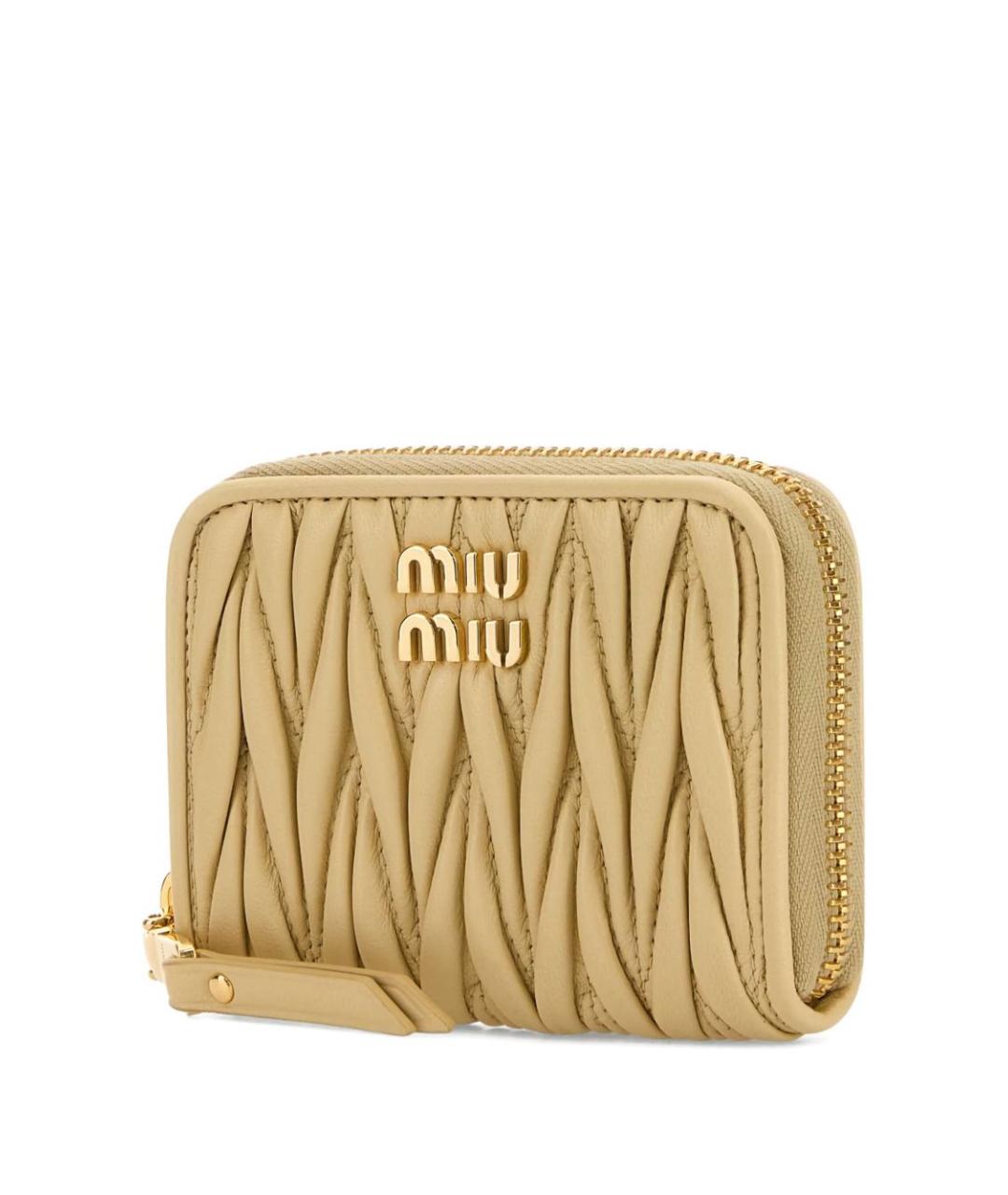 MIU MIU Бежевый кожаный кошелек, фото 3