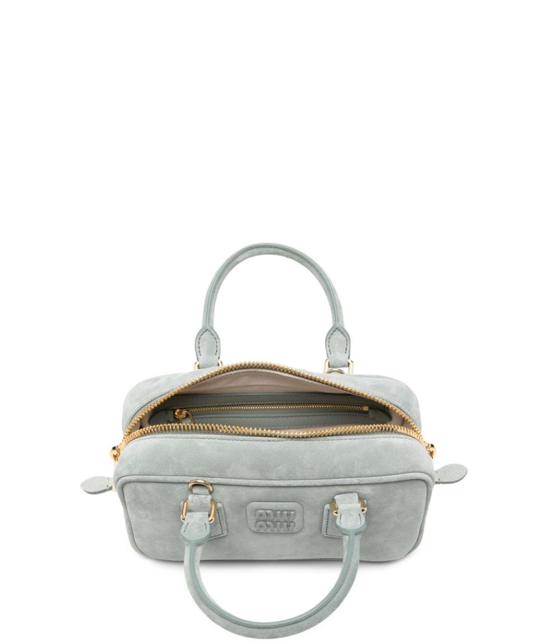 MIU MIU Голубая замшевая сумка с короткими ручками, фото 5