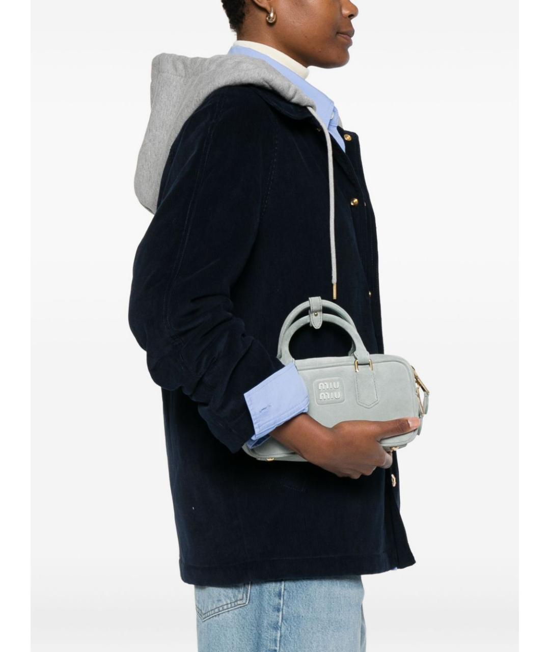 MIU MIU Голубая замшевая сумка с короткими ручками, фото 2