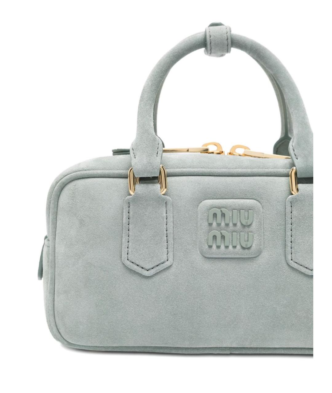 MIU MIU Голубая замшевая сумка с короткими ручками, фото 4