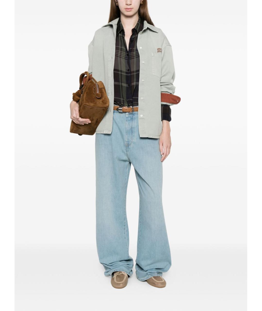 MIU MIU Голубые хлопковые прямые джинсы, фото 4