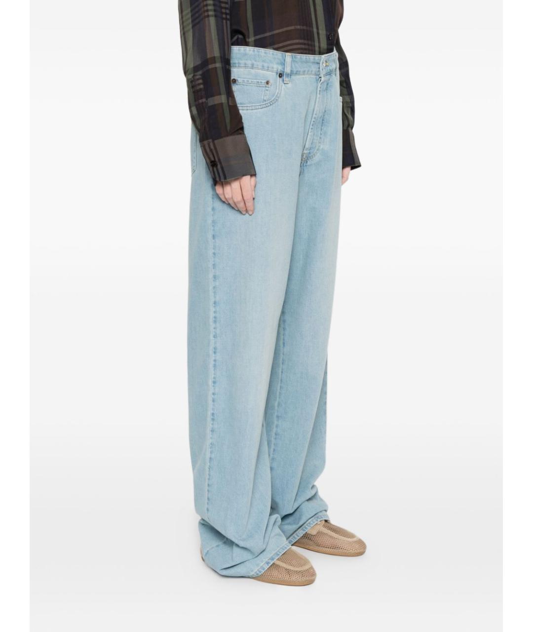 MIU MIU Голубые хлопковые прямые джинсы, фото 5