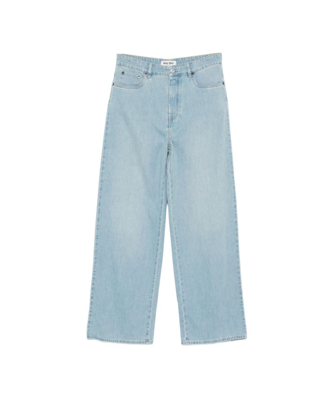 MIU MIU Голубые хлопковые прямые джинсы, фото 1